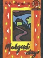 Malgudi Days by R.K. Narayan – paperback book cover featuring fictional Indian town scenes from classic short story collection
