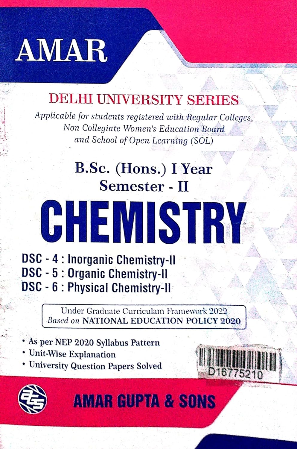 Delhi University BSc (Hons) Chemistry Semester 2 covering DSC-4, 5, and 6
